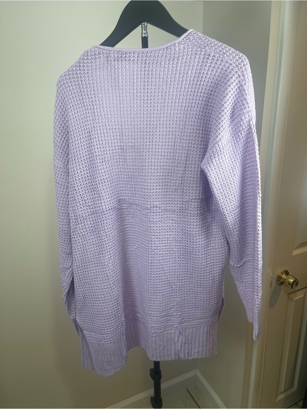 Zessica Lavender Open-Front Waffle Cardigan - Picture 3 of 3